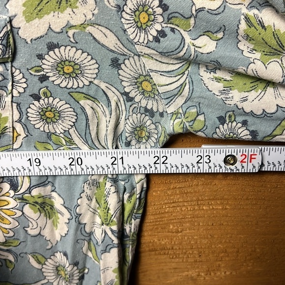 Anthropologie Floral Blue Yellow Women's Button Down Shirt MD long sleeve - Picture 2 of 11
